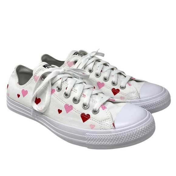 Converse Ctas Low Top Shoe Heart White Canvas Skate Men Size Custom 168958C-WWWH - Picture 2 of 9
